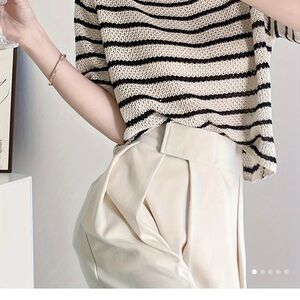 Cute tops black stripes XL